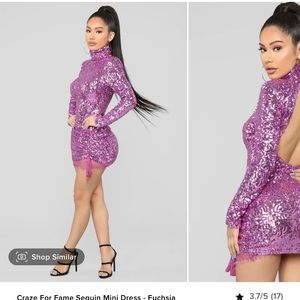Craze For Fame Sequins Mini Dress- Fuchsia